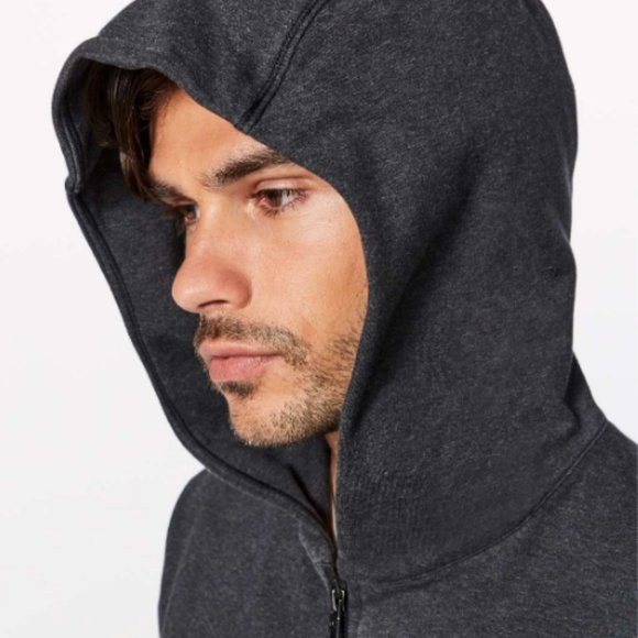 Lululemon Hooded ZIP UP 'Cross Cut Hoodie' Heathered Black SMALL - NEW! - Picture 4 of 16